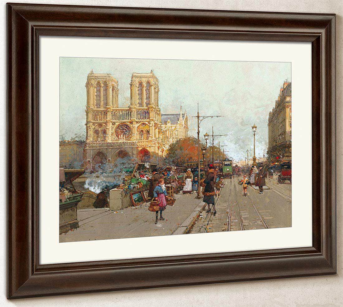 Notre Dame De Paris Vue Du Quai De Montebello By Eugene Galien Laloue Fine Art Print