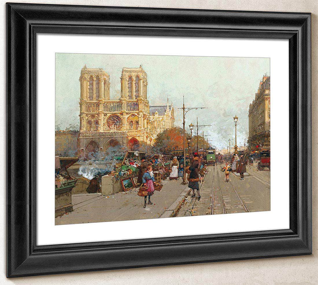 Notre Dame De Paris Vue Du Quai De Montebello By Eugene Galien Laloue Fine Art Print