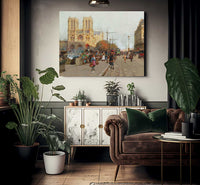 Notre Dame De Paris Vue Du Quai De Montebello By Eugene Galien Laloue Fine Art Print