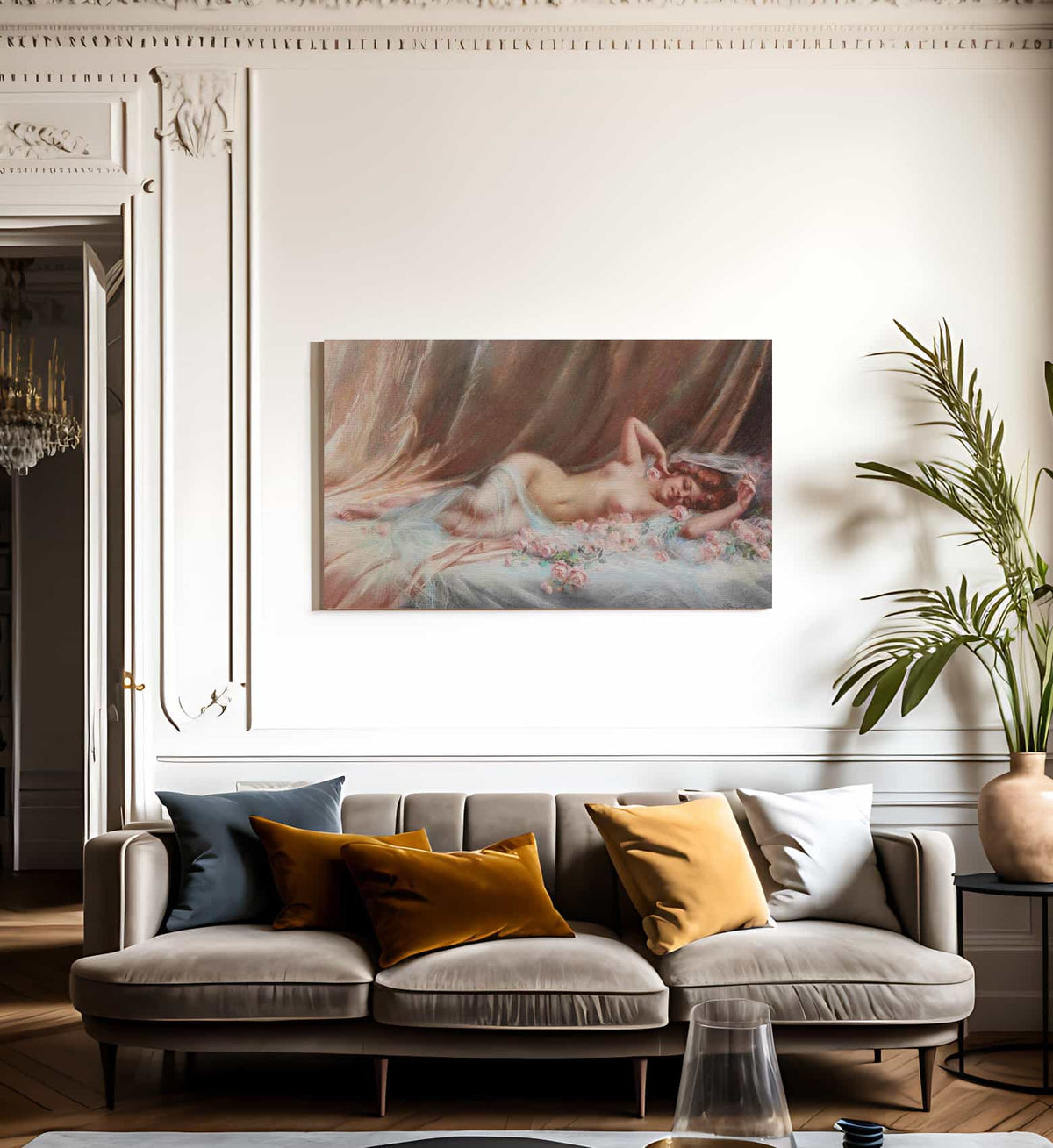 Nu Aux Roses By Enjolras Delphin Fine Art Print