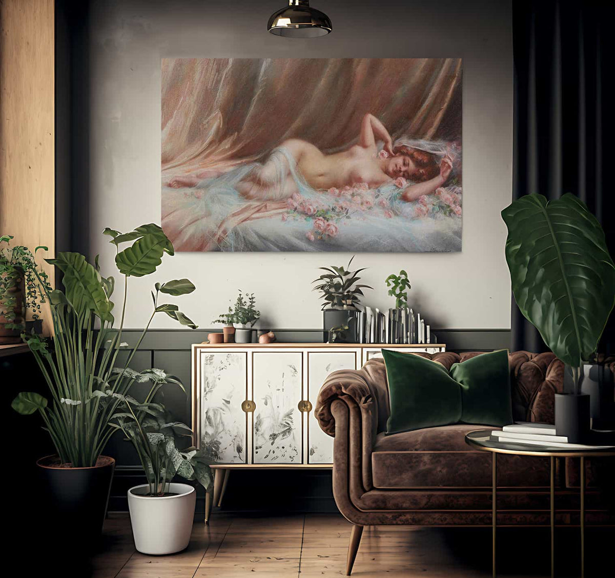 Nu Aux Roses By Enjolras Delphin Fine Art Print