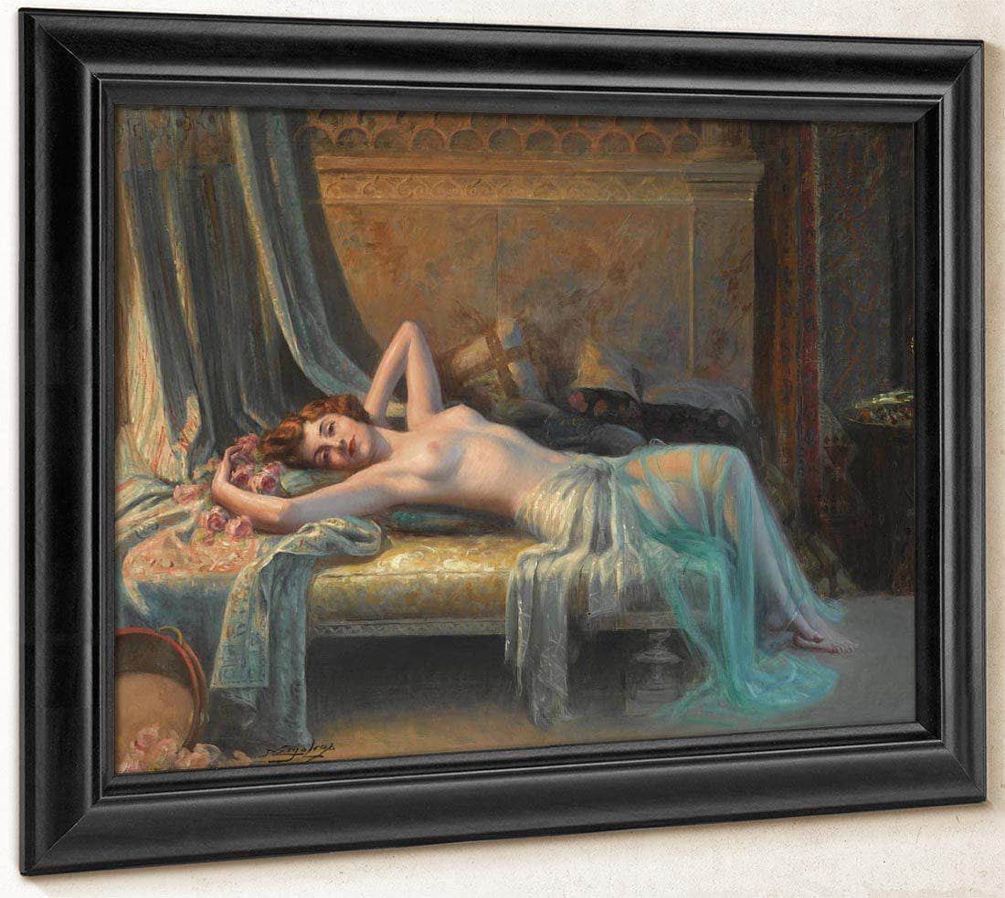 Nu Etendu Au Bouquet De Roses By Enjolras Delphin Fine Art Print