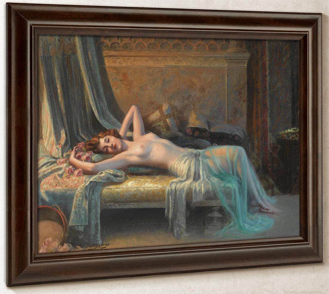 Nu Etendu Au Bouquet De Roses By Enjolras Delphin Fine Art Print