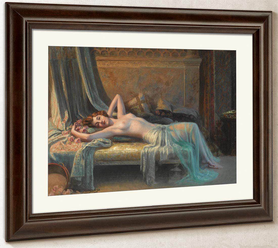 Nu Etendu Au Bouquet De Roses By Enjolras Delphin Fine Art Print