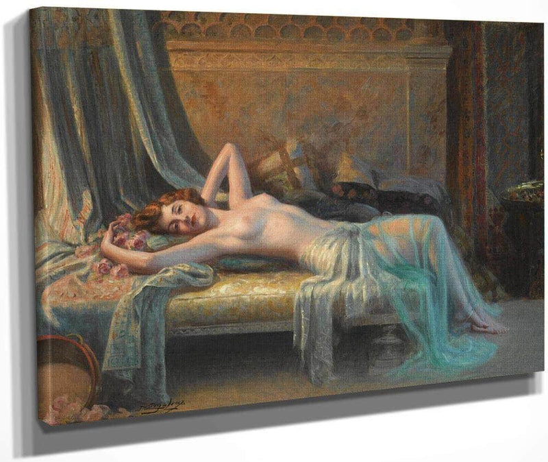 Nu Etendu Au Bouquet De Roses By Enjolras Delphin Fine Art Print