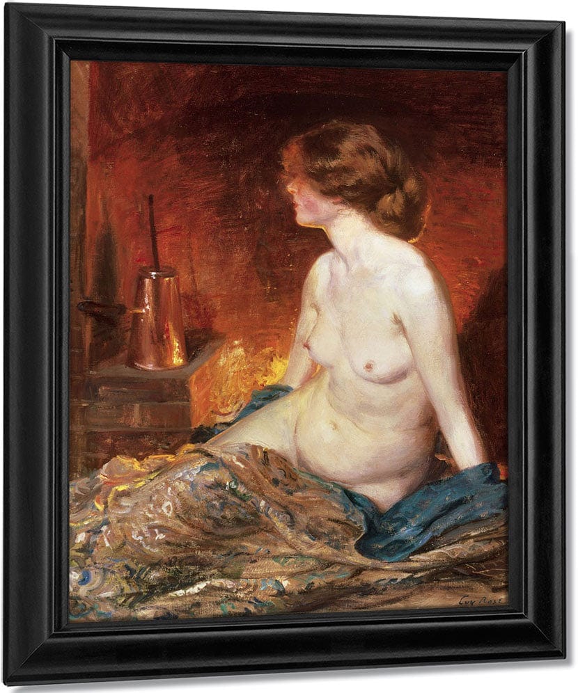 Nude Figure By Firelight By Guy Rose Fine Art Print