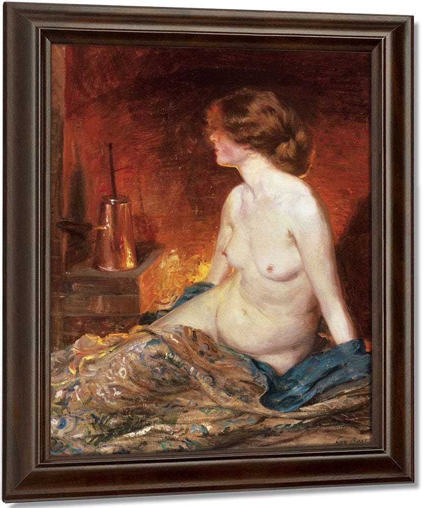 Nude Figure By Firelight By Guy Rose Fine Art Print