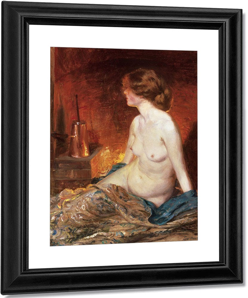 Nude Figure By Firelight By Guy Rose Fine Art Print