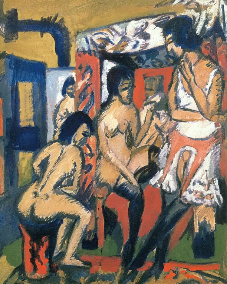 Nude In The Studio (Three Models) By Ernst Ludwig Kirchner Fine Art Print