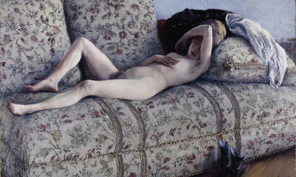 Nude On A Couch By Gustave Caillebotte Fine Art Print