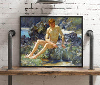 Nude On The Rocks Painting Henry Scott Tuke Canvas Art Fine Art Print