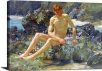Nude On The Rocks Painting Henry Scott Tuke Canvas Art Fine Art Print