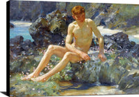 Nude On The Rocks Painting Henry Scott Tuke Canvas Art Fine Art Print
