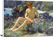 Nude On The Rocks Painting Henry Scott Tuke Canvas Art Fine Art Print