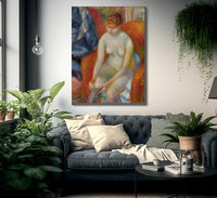 Nude Pulling On Stocking Nude With Red Hair Circa 1925 By Everett Shinn Fine Art Print