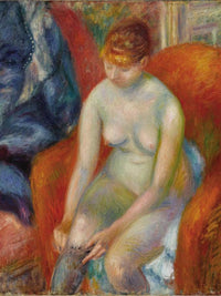 Nude Pulling On Stocking Nude With Red Hair Circa 1925 By Everett Shinn Fine Art Print