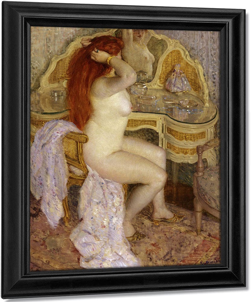 Nude Seated At Her Dressing Table By Frederick Carl Frieseke Fine Art Print
