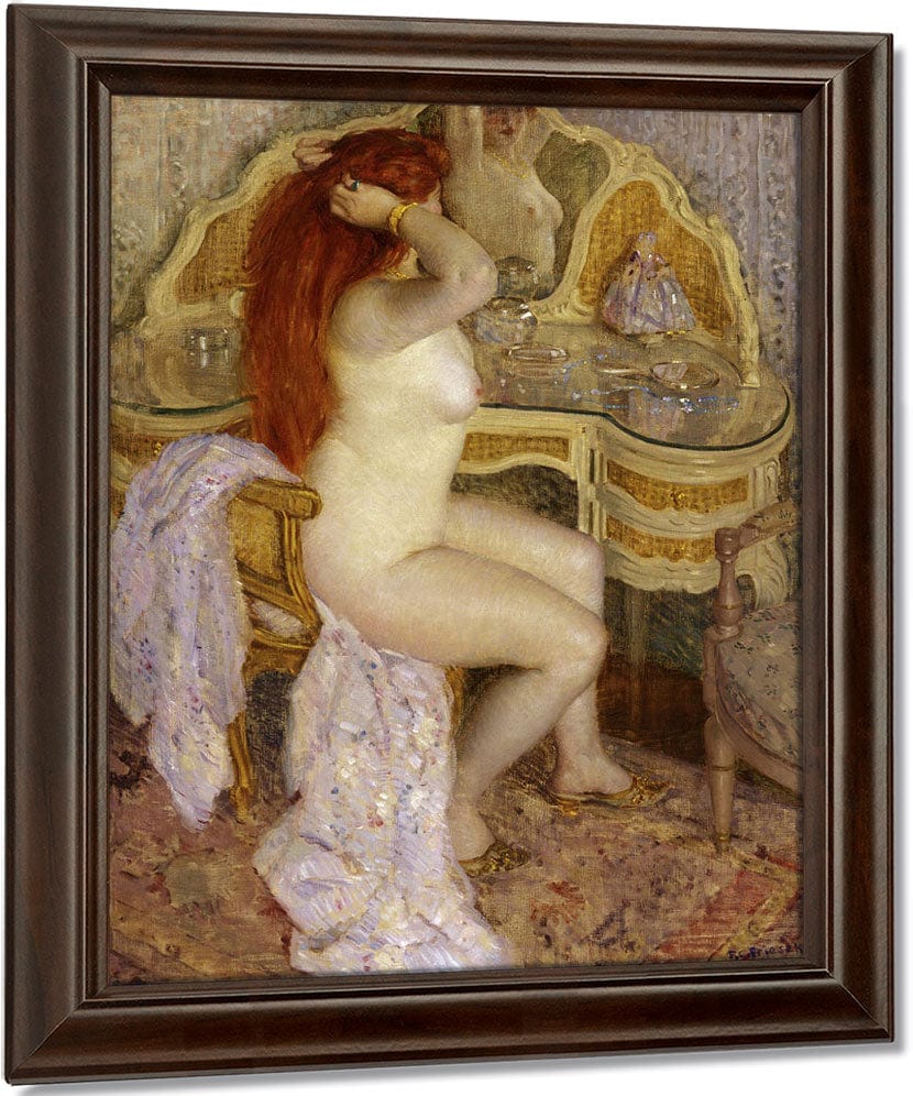 Nude Seated At Her Dressing Table By Frederick Carl Frieseke Fine Art Print