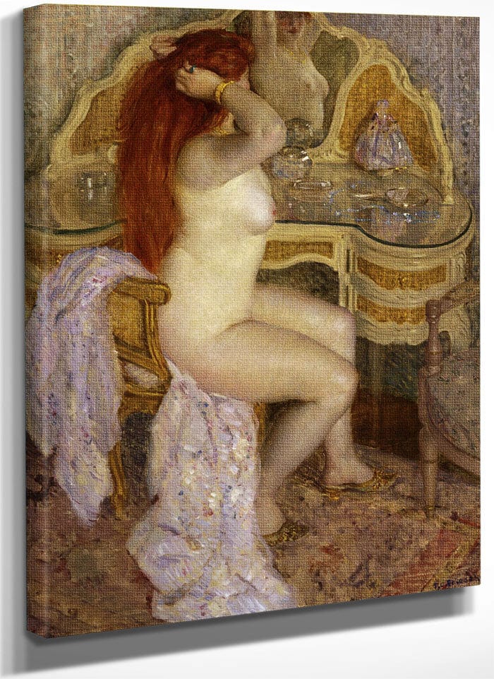 Nude Seated At Her Dressing Table By Frederick Carl Frieseke Fine Art Print