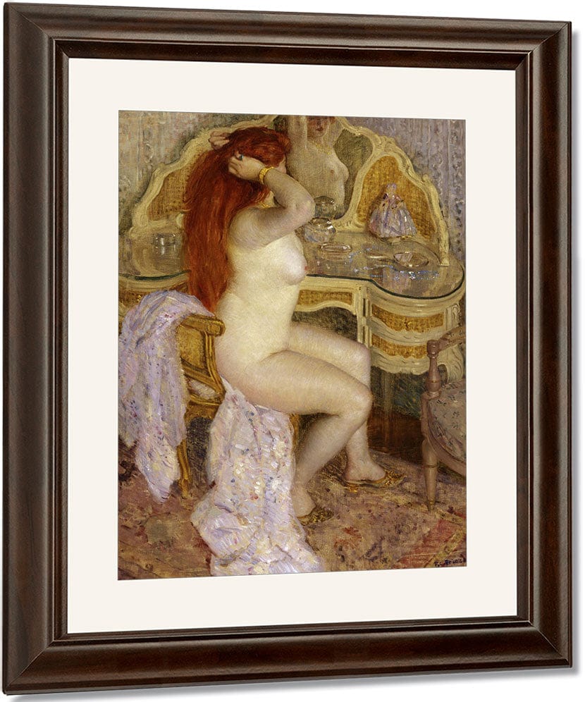Nude Seated At Her Dressing Table By Frederick Carl Frieseke Fine Art Print