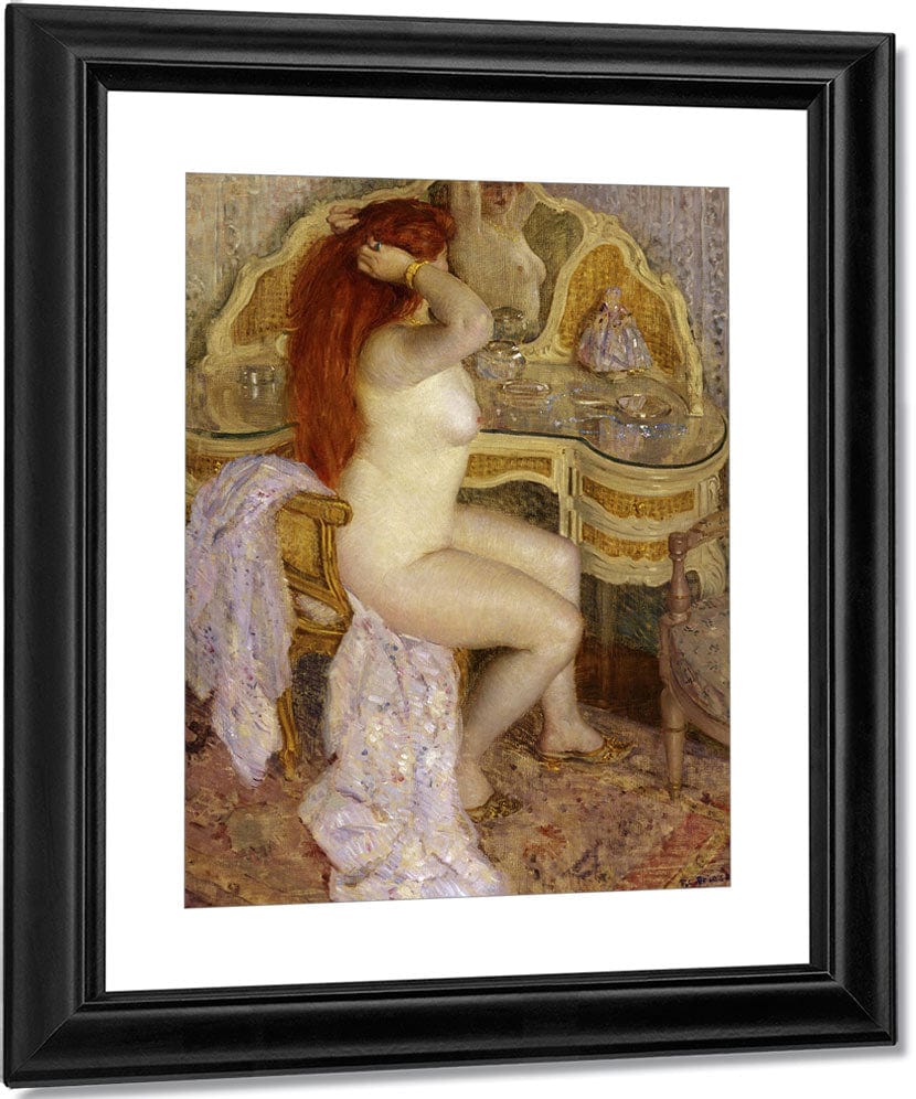 Nude Seated At Her Dressing Table By Frederick Carl Frieseke Fine Art Print