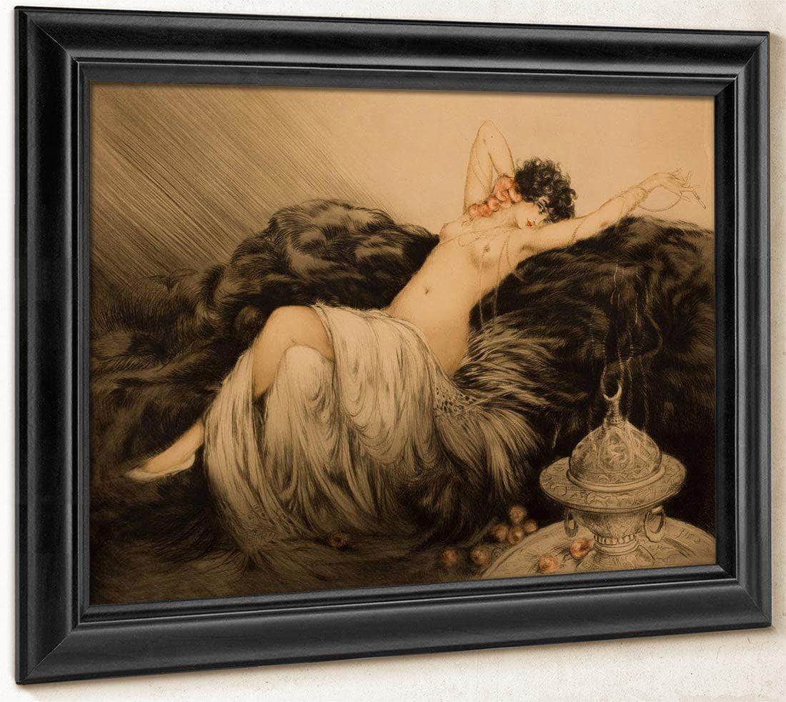 Nude With Black Fur By Louis Icart Fine Art Print