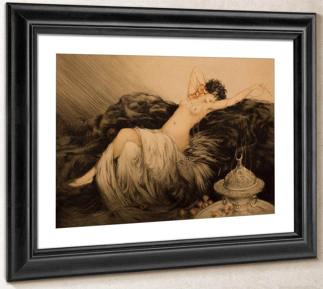 Nude With Black Fur By Louis Icart Fine Art Print