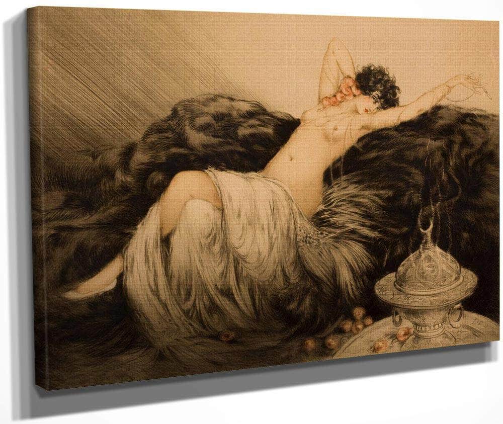 Nude With Black Fur By Louis Icart Fine Art Print