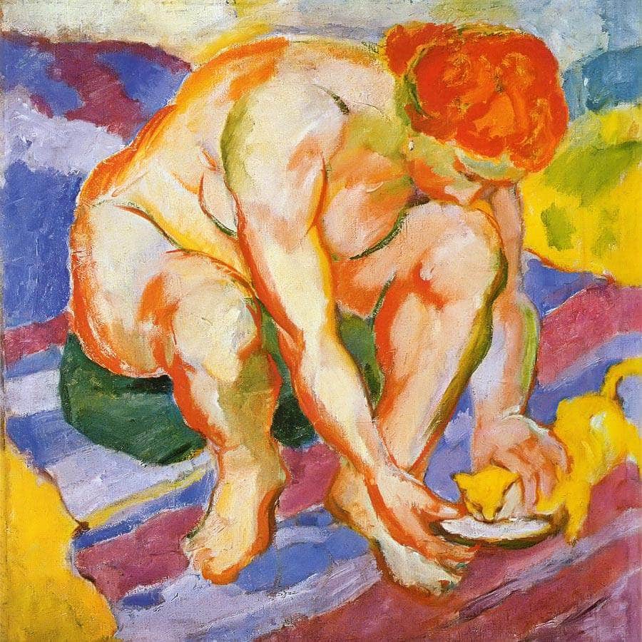 Nude With Cat By Franz Marc Fine Art Print