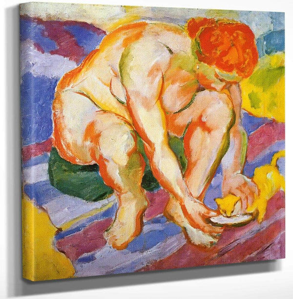 Nude With Cat By Franz Marc Fine Art Print