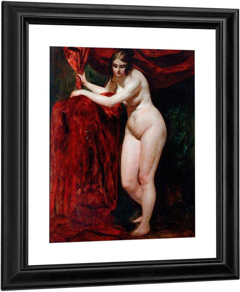 Nude Woman, Holding Red Drapery By William Etty Fine Art Print