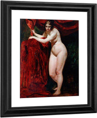 Nude Woman, Holding Red Drapery By William Etty Fine Art Print