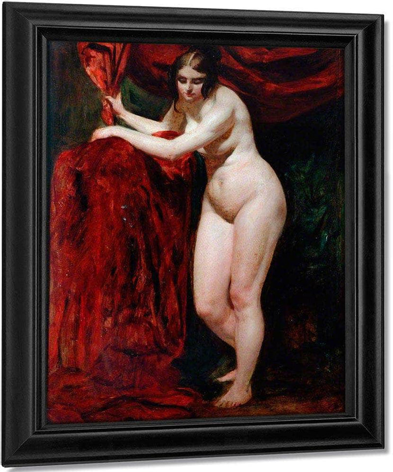 Nude Woman, Holding Red Drapery By William Etty Fine Art Print