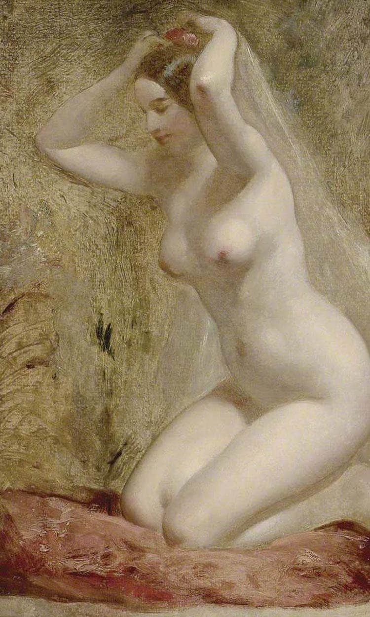 Nude Woman Kneeling By William Etty Fine Art Print
