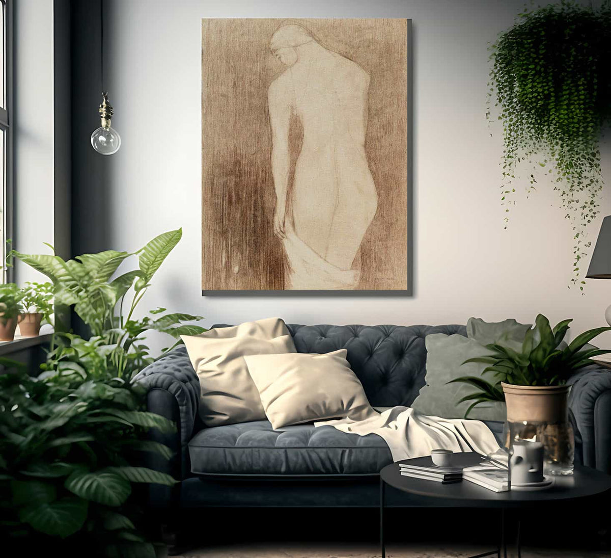 Nude Woman Seen From Behind By Odilon Redon Fine Art Print