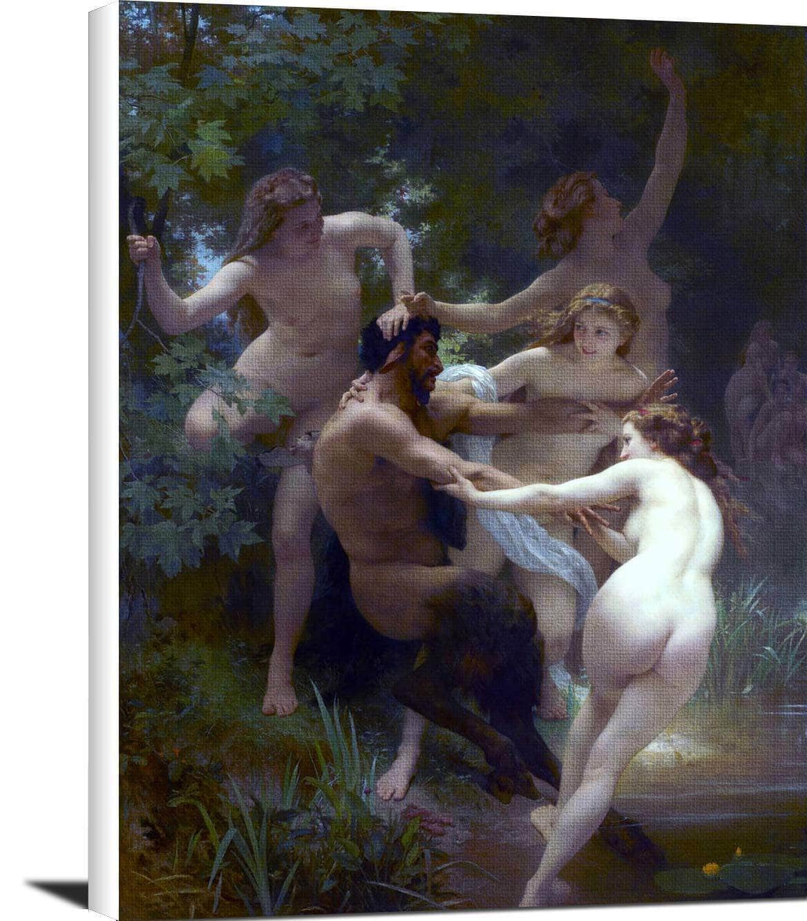 Nymphs And Satyr Painting William-Adolphe Bouguereau Canvas Art Fine Art Print