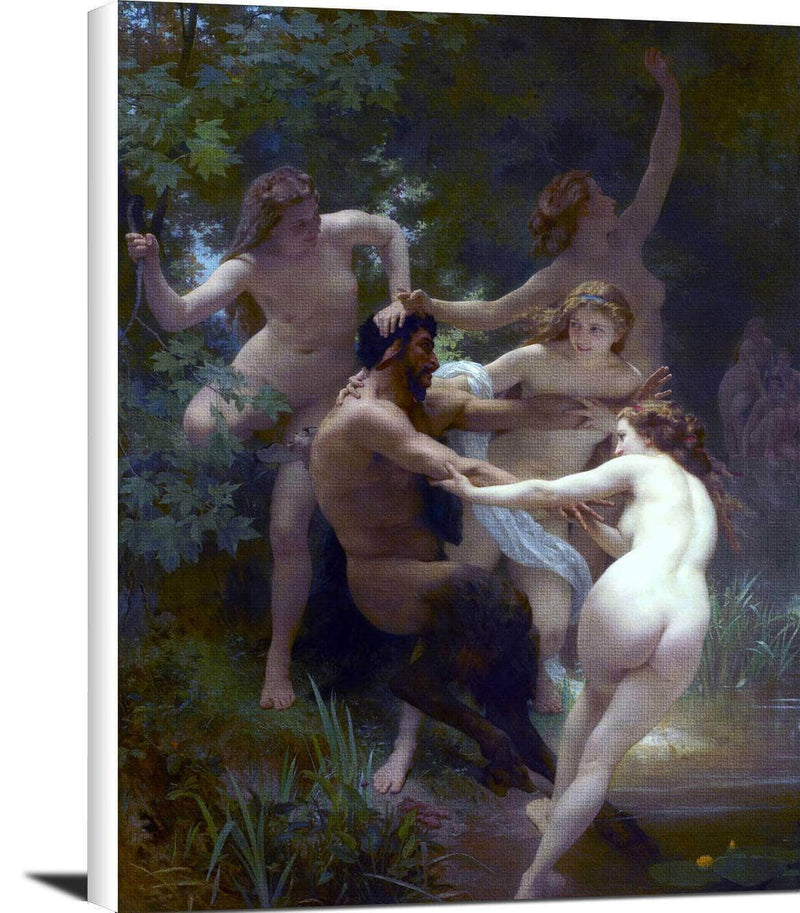 Nymphs And Satyr Painting William-Adolphe Bouguereau Canvas Art Fine Art Print