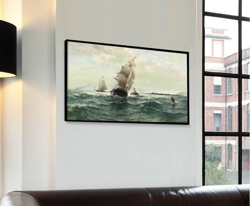 Off Atlantic Shore, Highlands Painting Edward Moran Canvas Art Fine Art Print