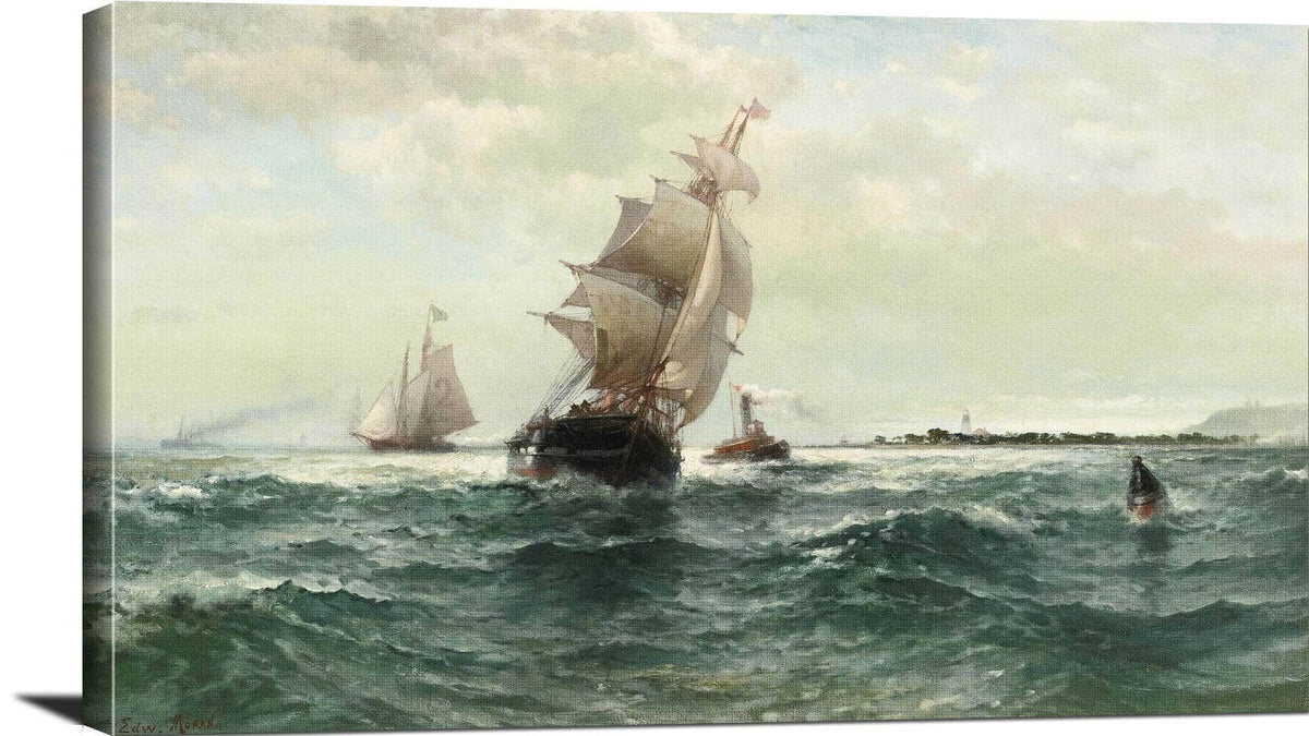 Off Atlantic Shore, Highlands Painting Edward Moran Canvas Art Fine Art Print