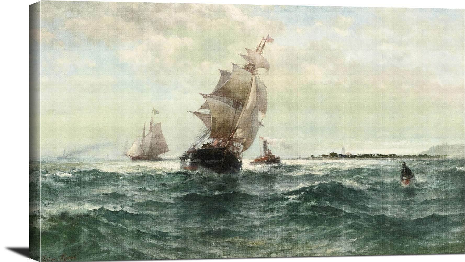 Off Atlantic Shore, Highlands Painting Edward Moran Canvas Art Fine Art Print