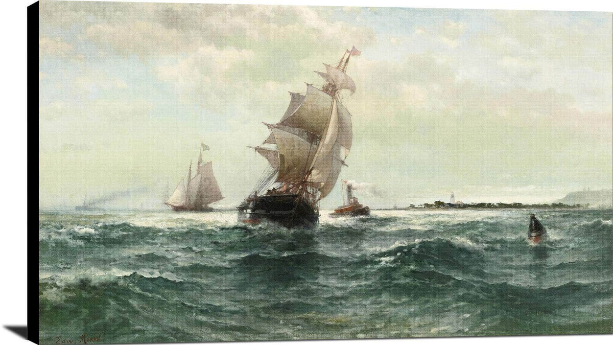 Off Atlantic Shore, Highlands Painting Edward Moran Canvas Art Fine Art Print