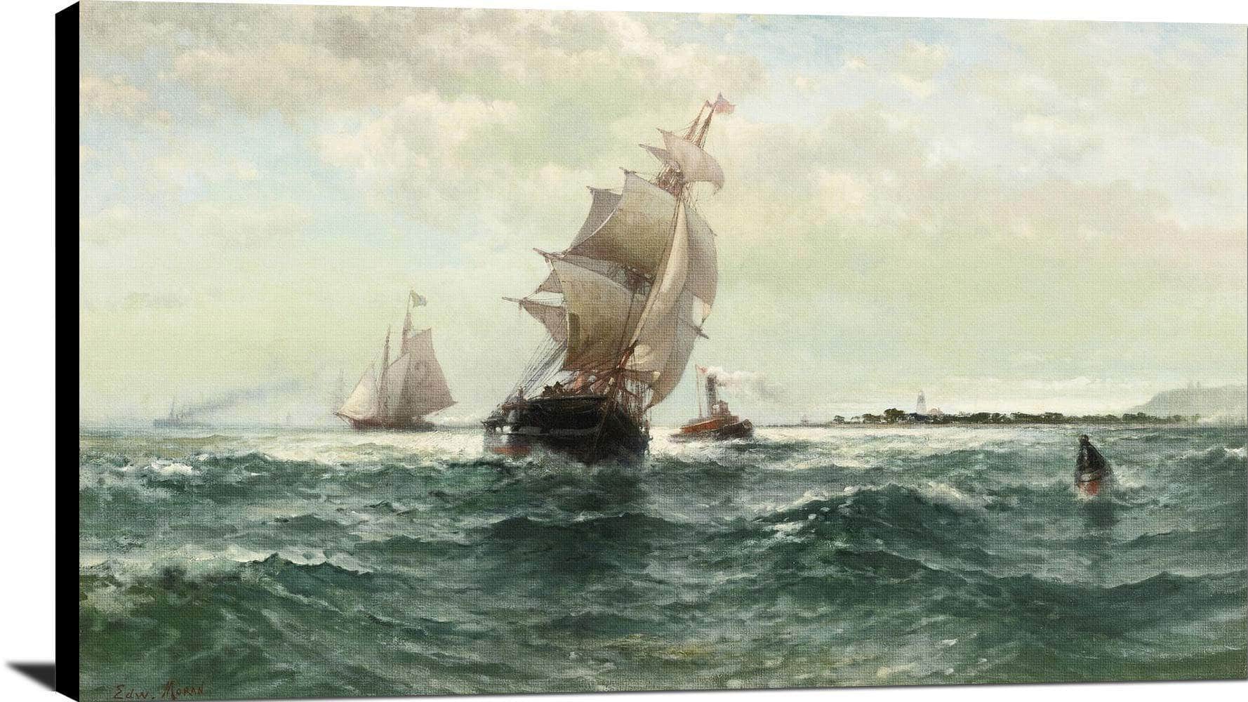 Off Atlantic Shore, Highlands Painting Edward Moran Canvas Art Fine Art Print