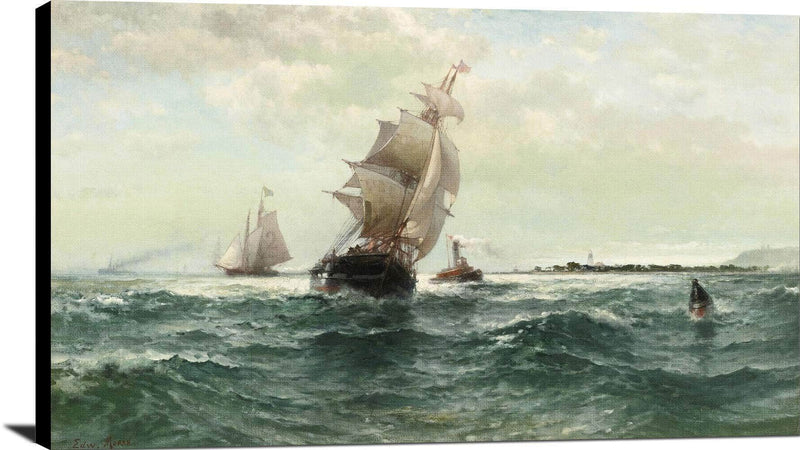 Off Atlantic Shore, Highlands Painting Edward Moran Canvas Art Fine Art Print