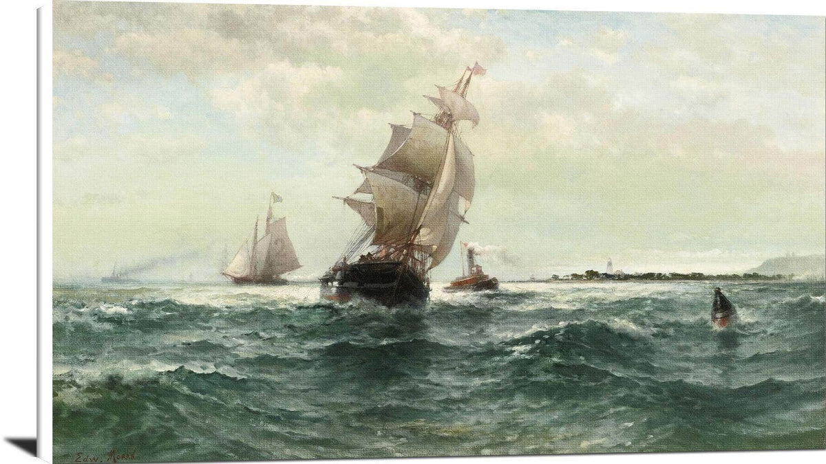 Off Atlantic Shore, Highlands Painting Edward Moran Canvas Art Fine Art Print