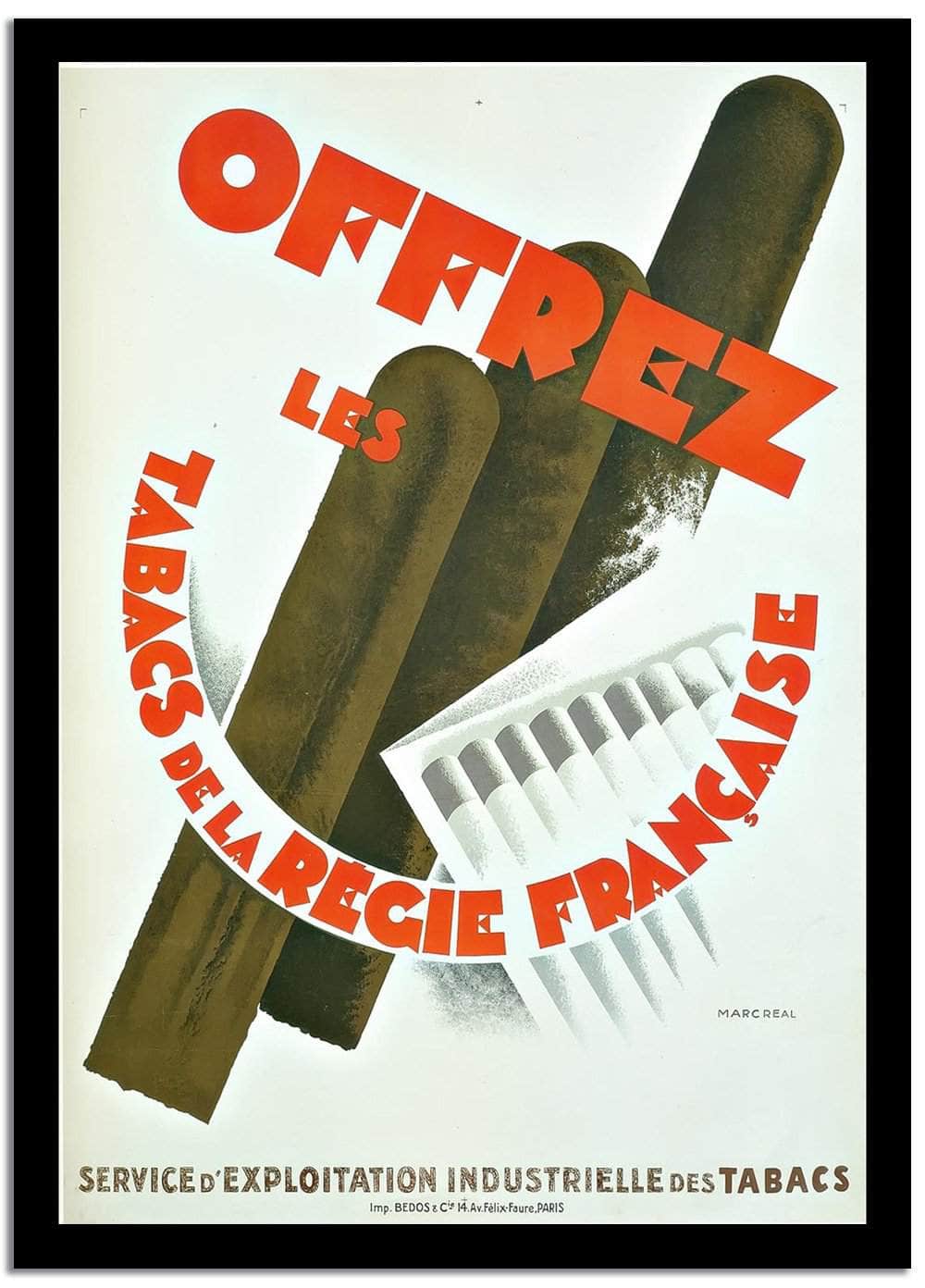 Offrez Les Tabacs Dela Recie Francaise  Art Deco Poster Fine Art Print