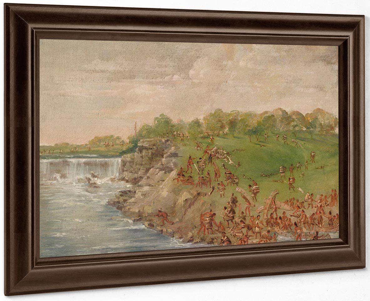 Ojibwa Portaging Around The Falls Of St. Anthony By George Catlin Fine Art Print