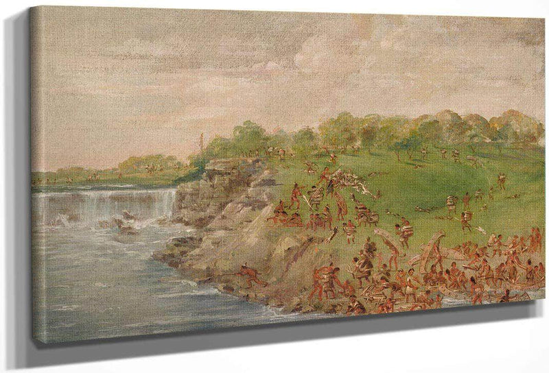 Ojibwa Portaging Around The Falls Of St. Anthony By George Catlin Fine Art Print