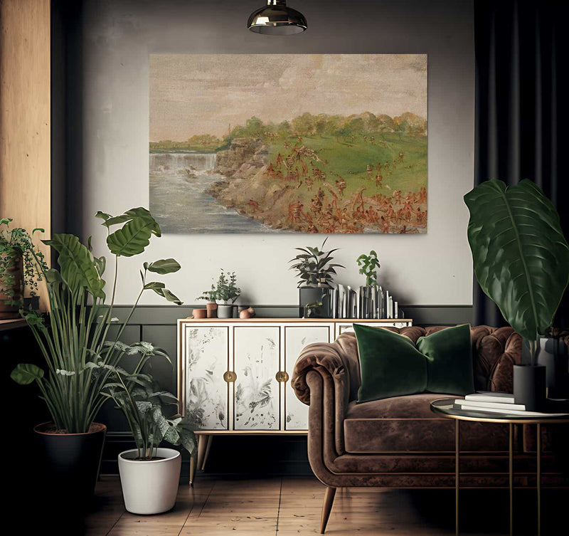 Ojibwa Portaging Around The Falls Of St. Anthony By George Catlin Fine Art Print