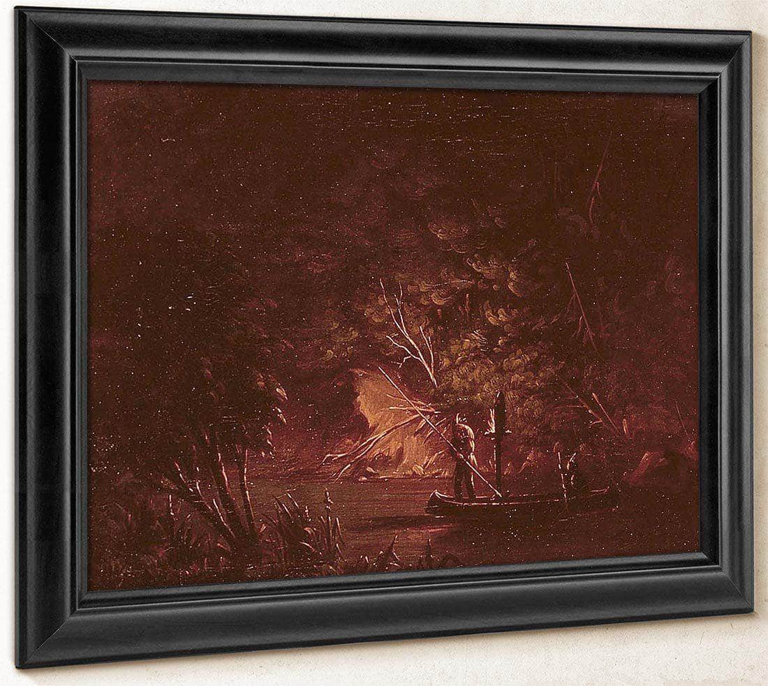 Ojibwe Spearing Salmon By Torchlight By George Catlin Fine Art Print