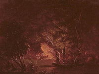 Ojibwe Spearing Salmon By Torchlight By George Catlin Fine Art Print